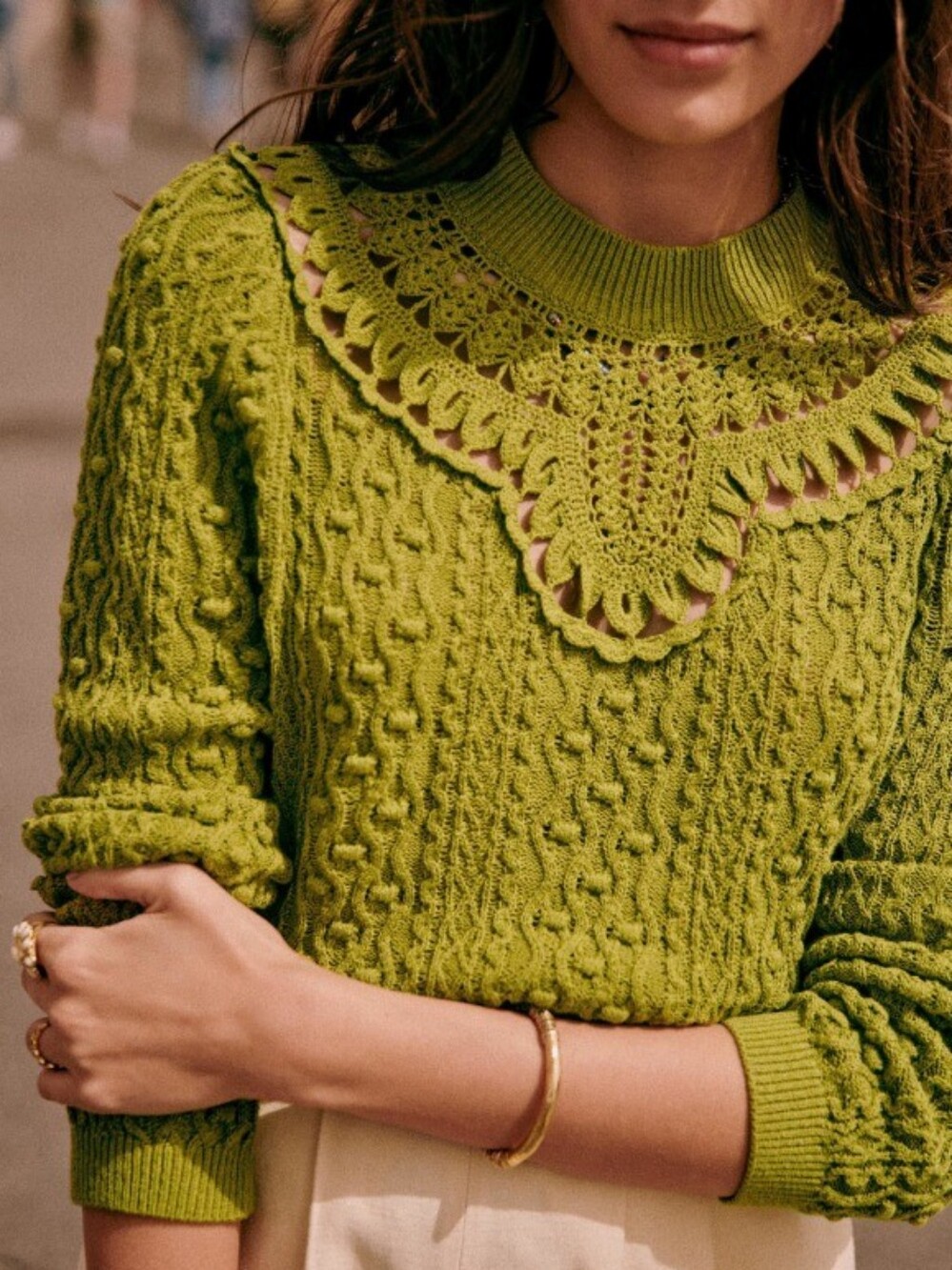 [Sezane] Alessandro Jumper in Green, Size S, Knit, Organic Cotton - Picture 2 of 13